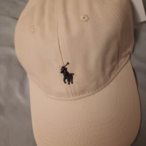Men's/Women's Polo Cap. Khaki with black trim